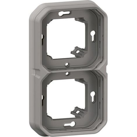 Legrand - Support plaque 2 postes Plexo montage encastré horizontal ou vertical - Gris (1/2)