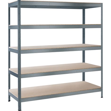 SCHULTE Regalwelt Rayonnage pour charges lourdes XL avec 5 étagères en bois, capacité de charge par niveau 200 kg, 180x140x50 cm (HxLxP), granit structuré, rayonnage de stockage, rayonnage de cave, ra