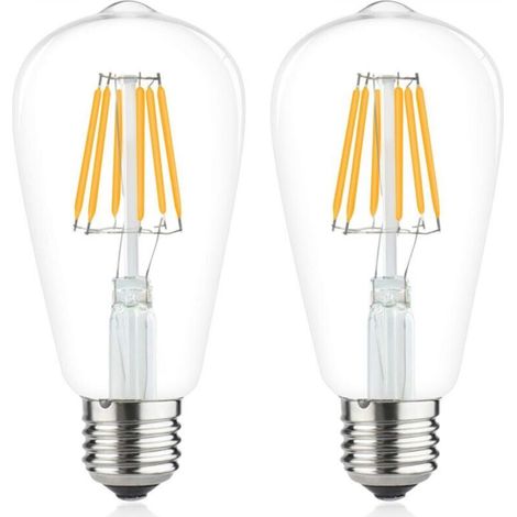 6W E27 ST64 Edison LED-Filamentlampe 220V Vintage Klassisch Warmweiß 2700K Entspricht 60W Halogenlampe 600lm für Wohnmobil, Yacht, Dampfer usw. (2 Stück, dimmbar) [Energieklasse A++]