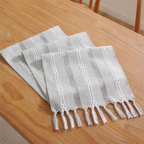 Camino de mesa,ideal para fiestas,festivales y bodas. Diseño pequeño de doble jacquard gris claro,33 x 330 cm (1/2)