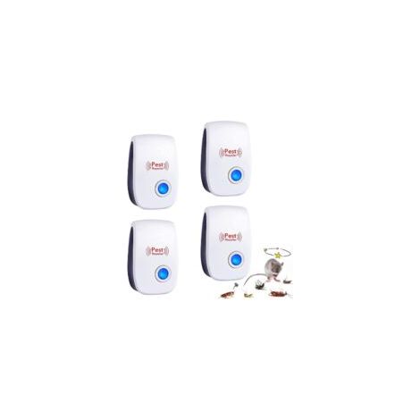 Ultraschall-Mäuse- und Rattenabwehrgerät, 4er-Packung, Ultraschall-Mäuse- und Nagerabwehrgerät für den Innenbereich, Ultraschall-Mückenabwehrgerät für Mücken, Mäuse, Ratten, Nagetiere, Kakerlaken und 