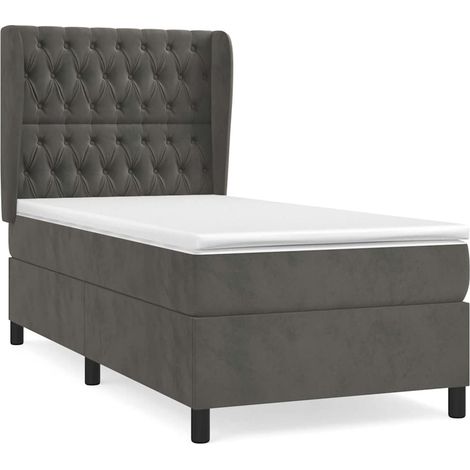 Maison Exclusive - Cama box spring con colchón terciopelo gris os (1/5)