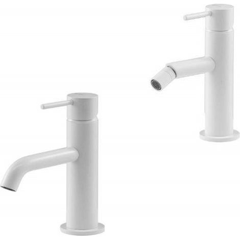 Set miscelatori lavabo e bidet in colore bianco opaco Gattoni Easy KITEASYBO1