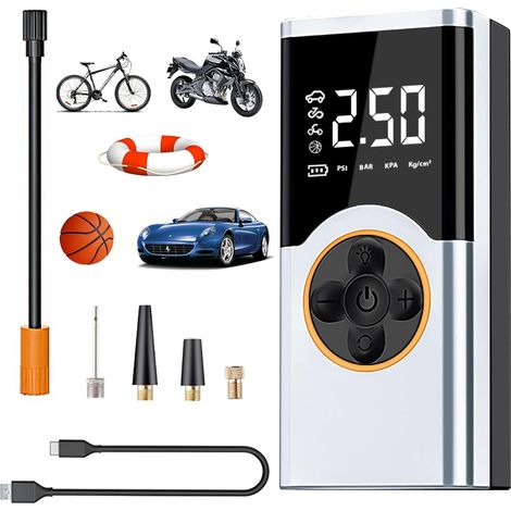 Lntyq Gonfleur pneus Voiture sans Fil, 150PSI Compresseur à Air Portatif, 4000mAh Mini compresseur Voiture Portable, Affichage Numérique et Lumière LED pour Vélos Voitures Motos (1/5)