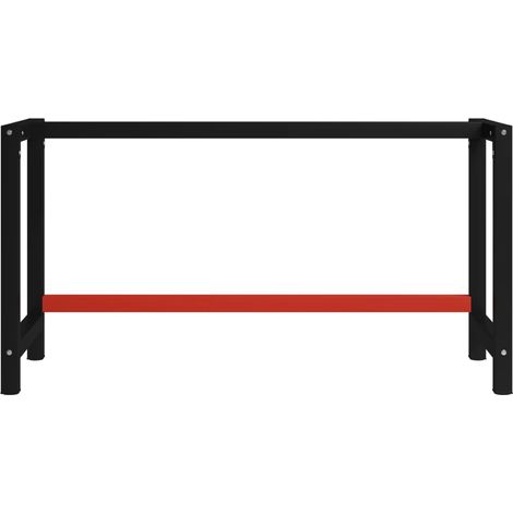 Cadre de banc de travail Métal 150x57x79 cm Noir et rouge (1/5)