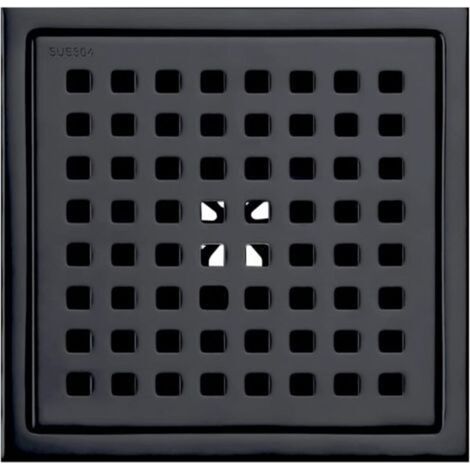 6-inch Square Shower Floor Drain, Matte Black, Grate with Removable Cover, SUS304 Stainless Steel (1/5)