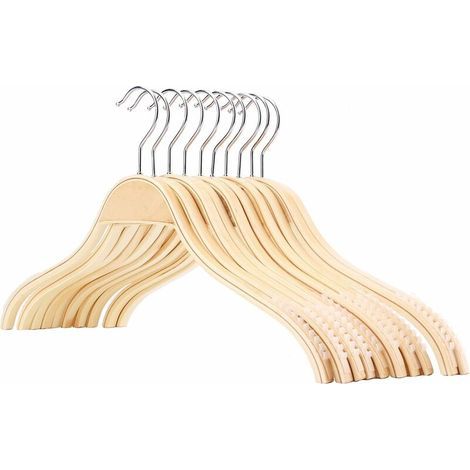 Cintres en bois avec barre pour pantalon cintre pour vêtements Penderie en bois Set, 10pcs ,42cm (1/5)