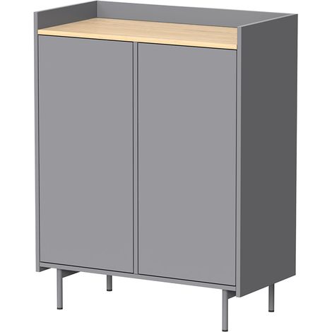Credenza Velina, Grigio/quercia, 80 x 103 cm con 6 scomparti, Vicco