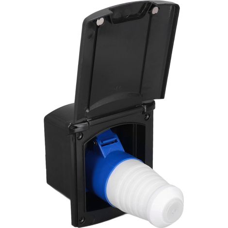 Entatial Alimentation Externe pour Camping-Car, boîtier de Prise de Courant Port 32A 220V‑250V Montage intégré Étanche Performance Stable pour Les campeurs Remorque Caravane(Le Noir), default (1/5)