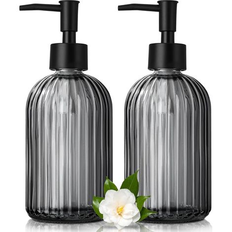 Distributeur Savon Verre, 425ml Distributeur Savon en Verre (2 pcs) (1/5)