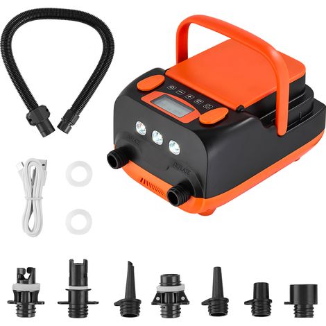 VEVOR Bomba de Aire 137,8 kPa para Tabla de Paddle Surf, Recargable a Batería, Inflado y Desinflado de Dos Etapas con Apagado Automático, para Botes Inflables, 249 x 175 x 133 mm, con Luz LED