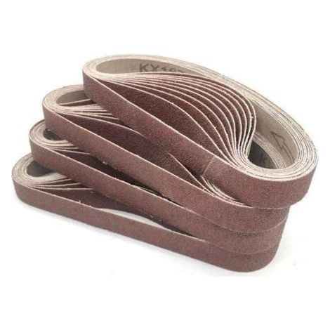 Pack of 40 abrasive belts, 15mm x 452mm, 60 grit, aluminum oxide - For woodworking, metal polishing, knife sharpening