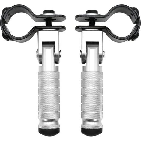 Reposapiés plegables，2 piezas，12,2 x 11 cm，plegables a 90°，rango de sujeción de 31-33 mm，reposapiés trasero，barra de soporte del parachoques (1/5)