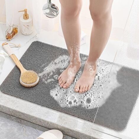 Non-slip Bathroom Floor Mat, suitable for shower rooms, grey and black 40x60CM, highly absorbent, quick-drying material, comfortable and durable (1/5)
