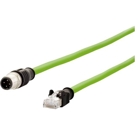 Metz Connect 142M4D15010 M12 Câble réseau, câble patch CAT 5e S/UTP 1.00 m vert gaine PUR, résistant aux acides, résistant à l'ozone, résistant C873362 (1/3)