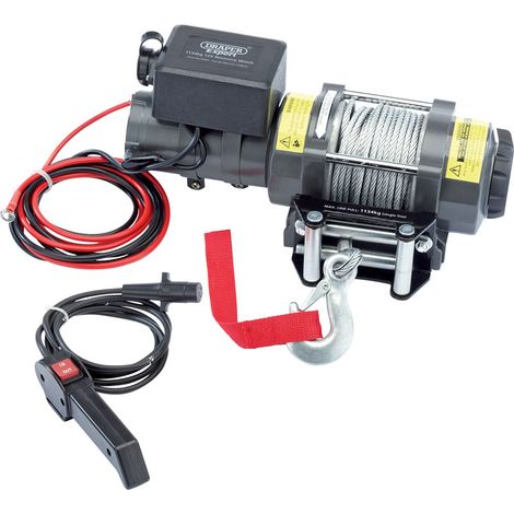 Draper 12V Heavy-Duty Recovery Winch with 1,134 kg (2,494 lbs) Capacity – Model 24441