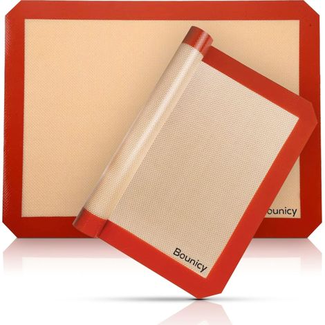 Tapis de Cuisson - 2 Tapis Réutilisable en Silicone Anti-Adhésif - Supporte le Four et le Micro-Onde, Passe au Lave-Vaisselle - Certifié sans BPA et Écologique - Idéal Pâtisserie : 30x40cm (1/4)