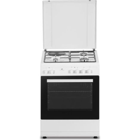 Continental Edison – Cuisinière mixte 3 feux gaz + 1 électrique – Four à chaleur tournante – Largeur 59,8 cm – Classe énergétique A – Blanc