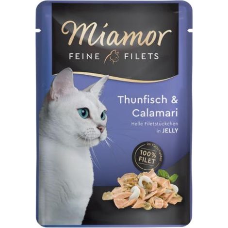 Miamor Feine Filets Thunfisch mit Tintenfisch, 24 x 100 g, Nassfutter für Katzen
