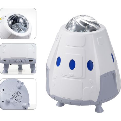 Ortviai Projecteur d'étoiles en forme de capsule spatiale – Lampe d'ambiance nocturne avec télécommande, LED blanche, 5 W (1/4)