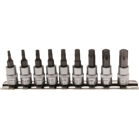 Embouts Torx - Jeu de 9 Embouts Mâles 1/4 Pouces en Chrome Vanadium - Pour Vis à Tête Torx - T10 à T50 (1/2)