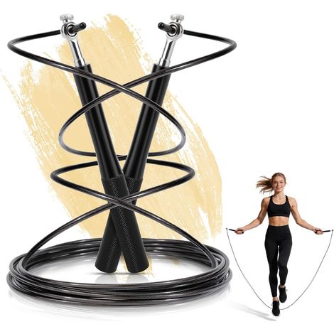 Corde à Sauter, Jump Rope 300cm, Corde a Sauter Réglable pour adultes pour Hommes Femmes Enfants Filles, Câble en Acier pour Fitness Crossfit Spor Boxe GYM (1/5)
