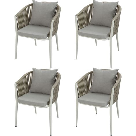 Axi Faye Ensemble De 4 Chaises De Jardin, Beige Aluminium/Polyester Et Cussins D'Assise En Oléfine Supporte Jusqu'À 120 Kg (1/5)