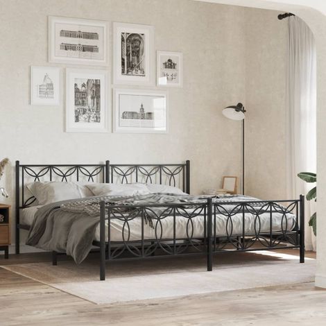 Estructura cama sin colchón con estribo metal negro 193x203 cm vidaXL (1/5)