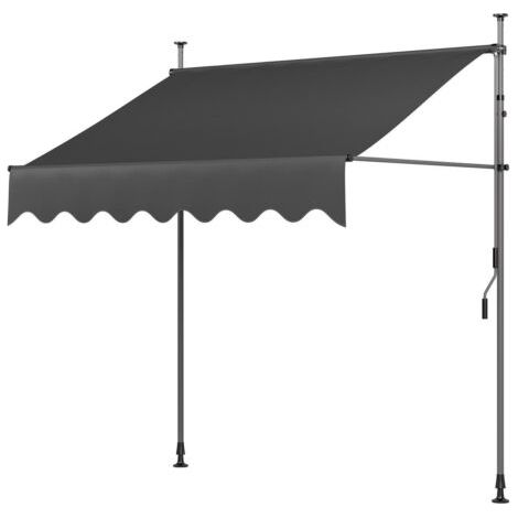 LIFERUN 350x120cm Klemmmarkise Balkonmarkise Sonnenschutz mit Handkurbel, UV-beständig höhenverstellbar, aus Metall und Polyester, ohne Bohren, Grau (1/5)