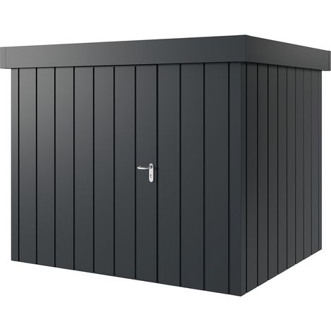 Hörmann Metall-Gerätehaus "Juno" mit Flachdach, JFD9 - Modern, 262 x 214 cm (B x T), anthrazit, 1-flüglige Tür, Anschlag links (1/5)