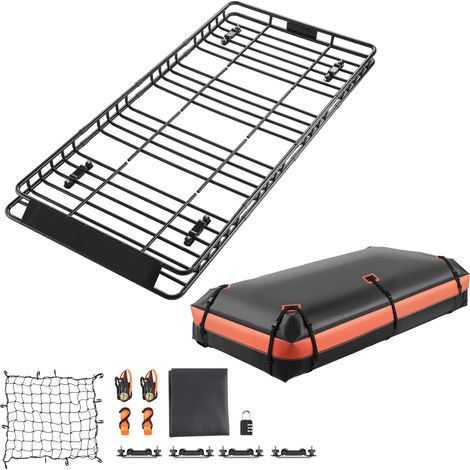 Mophorn Dachgepäckträgerkorb für Autos (2120 x 990 x 105 mm), universeller Dachkorb mit Gepäcktasche, Netz und Ratschengurten (Maximale Tragkraft 113,4 kg), geeignet für SUV und Lkw