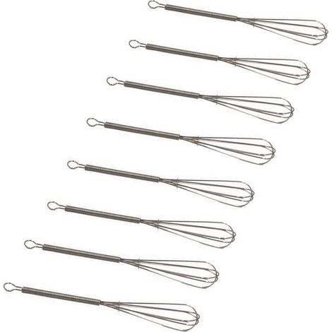 Juego de 8 varillas de cocina, 18 cm, acero inoxidable, mango ergonómico, para cocinar y hornear. (1/5)