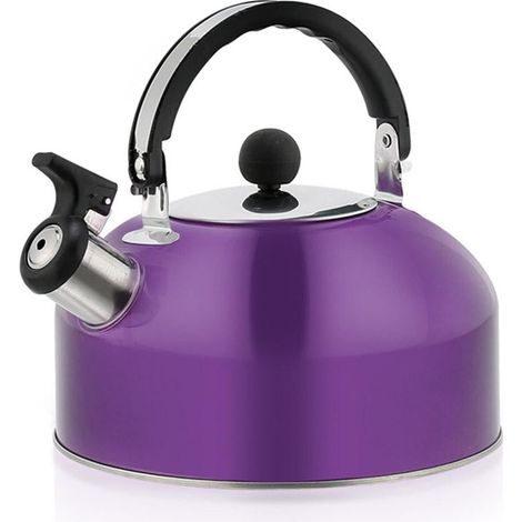 bouilloire sifflante -Acier inoxydable - convient aux plaques de cuisson à gaz et à induction - violet