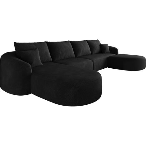 Canapé d'angle modulaire 336 cm en tissu noir sans montage requis (1/5)