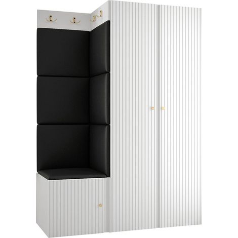 Conjunto para recibidor Hartford 387, Cuero ecológico Soft 011, 186x116x46cm, Cuero ecológico, MDF, Aglomerado laminado, Colocada, Montada en la pared (1/5)