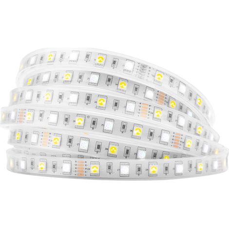 5050 RGBW RGB+Blanc chaud(2700K-3000K) 150RGB+150White LED 5m 60LEDs/m Ruban LED multicolore Lumières IP67 PCB blanc étanche DC12V pour la décoration de la maison de cuisine (1/5)