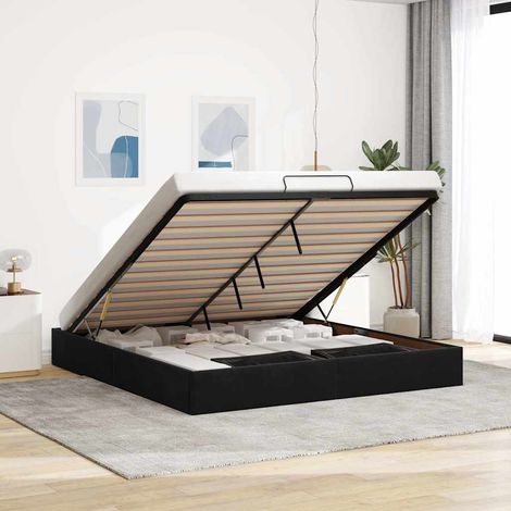 vidaXL Struttura Letto Pouf senza Materasso Nero 160x200 cm in Velluto