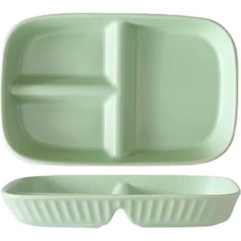 1 Assiette Compartiment Porcelaine, 3 Sections Contrôle Portions, Résistant Micro-ondes, Adulte Enfant Régime (1/5)