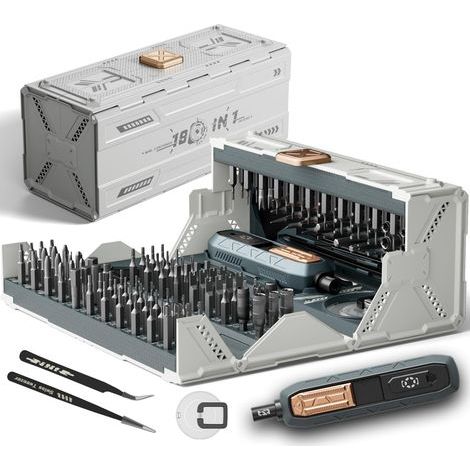 Professionelles 180-in-1 Präzisionsschraubendreher-Set: Magnetisches Schraubendreher-Set mit Haushaltsbohrern, Reparaturwerkzeug für iPhone, Computer, Laptop und Tablet (1/5)