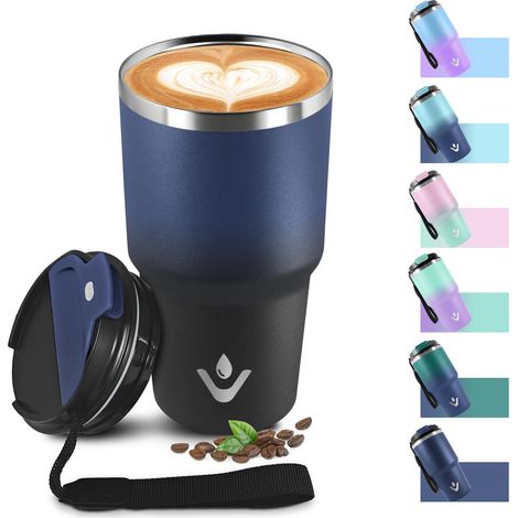 Mug Isotherme 600ml 20oz, Tasse Isotherme sans BPA, Tasse Thermos Double Paroi, Thermo Café Réutilisable Acier Inoxydable 304, Tumbler pour École, Sport, Bureau, Gym, Yoga, Camping, Randonnée (1/5)