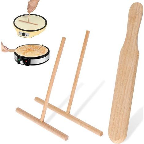 Spatule Crêpe En Bois De Hêtre, Forme en T Rake Spreader, Rateau, Etaleur pour Ustensiles De Cuisine Bois Outil De Cuisson