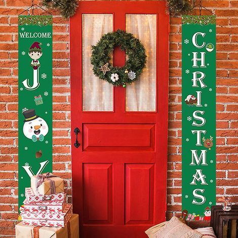 Guirnalda navideña para exteriores - Navidad verde 2, letreros navideños, pancartas navideñas, adornos navideños para puertas (1/5)