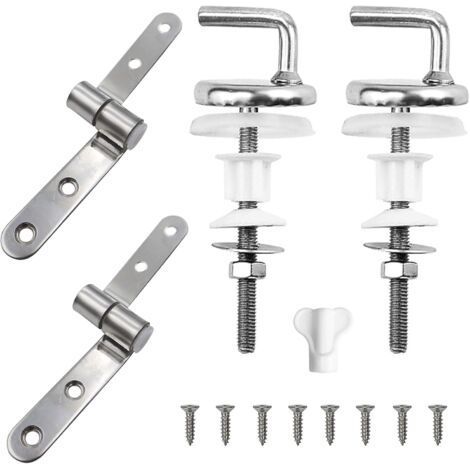 FENOPLASTICA2 - Fixation Abattant WC - Charnière Siège Toilette - Acier Inoxydable Universel Pour Remplacement Facile Ouverture 14-18mm Argenté (1/5)