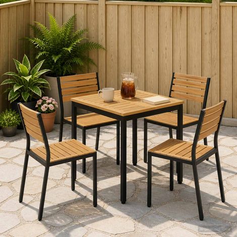 vidaXL Tavolo da cena da giardino Bianco e Nero 60 x 60,5 x 75 cm