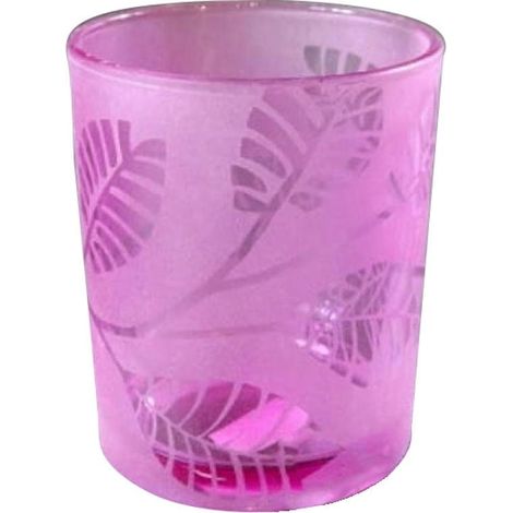 Kleiner dekorativer rosa Kerzenständer mit Blättern