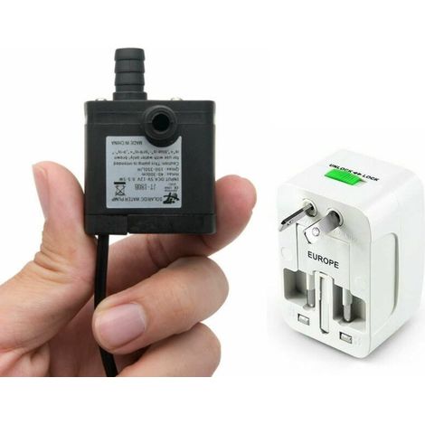 Mini pompe USB 350L/H, pompe à eau submersible IP68 pour aquarium, fontaine à poissons, maison de jardin, eau hydroponique, 35 dB à faible bruit, panneau solaire, alimentation CC (1/5)