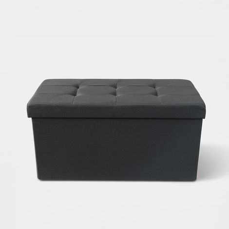 Rechteckiger Sitzhocker mit Stauraum aus Stoff für den Innenbereich 76 x 38 x 38 cm - Schwarz