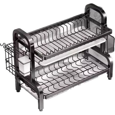 Égouttoir À Vaisselle - Support Ustensiles Et Planche À Découper - Organisateur Comptoir Cuisine - 3 Niveaux - 1 Pièce (1/5)
