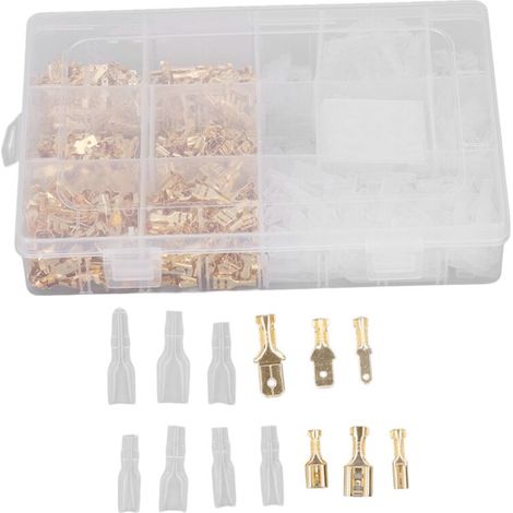 900-teiliges Set mit 2,8 mm, 4,8 mm und 6,3 mm Crimpverbindern (Stecker/Buchse) für isolierte Drähte inklusive Isolierhülsen-Set