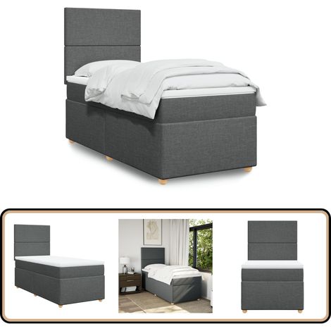 Boxspringbett mit Matratze Dunkelgrau 80x200 cm Stoff - Boxspringbett - Doppelbett - Bettsofa - Schlafsystem - Liegefläche 80x200 Cm